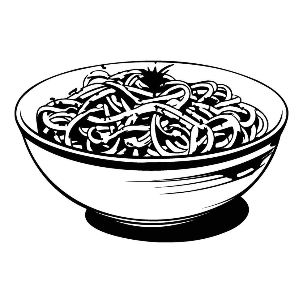 Spaghetti, A bowl of spaghetti, Italian spaghetti pasta in black vector