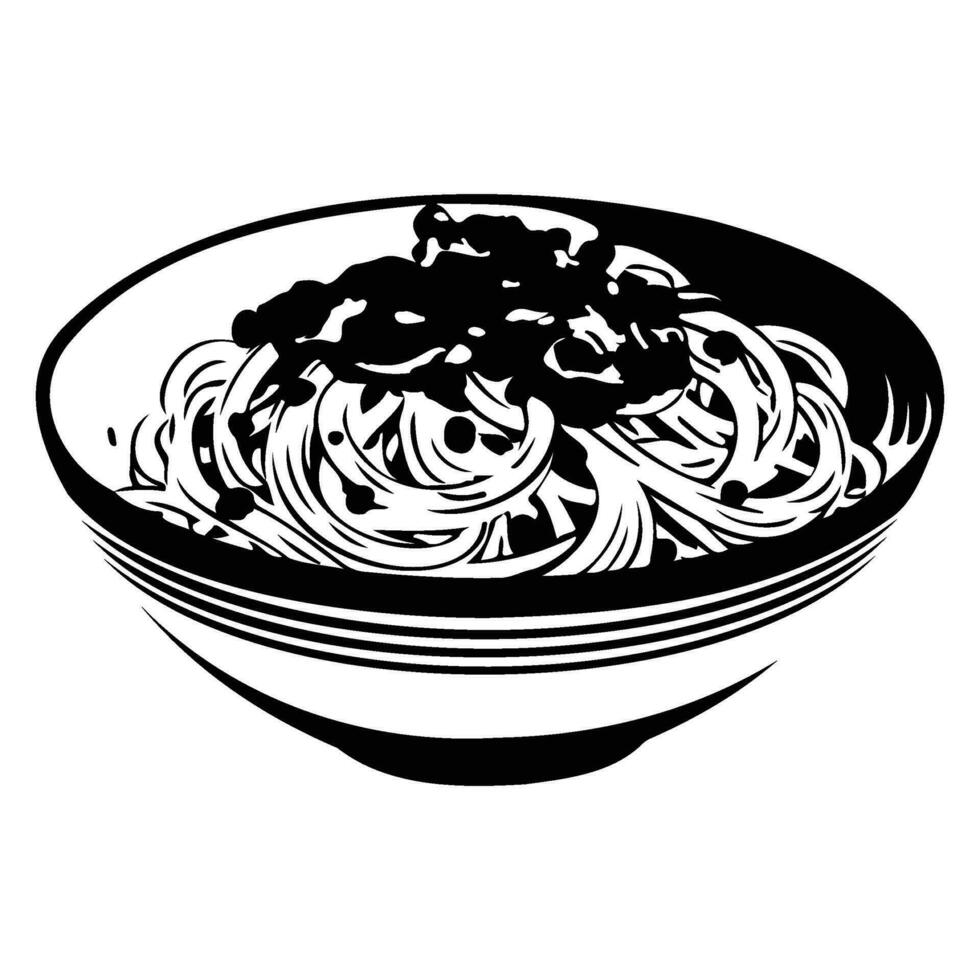 Spaghetti, A bowl of spaghetti, Italian spaghetti pasta in black vector