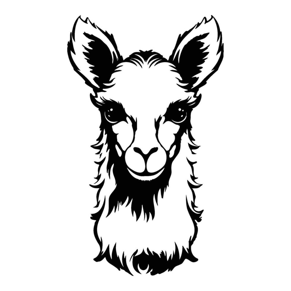 Llama Face and Head Clipart, Alpaca animal logo, portrait of a Llama vector
