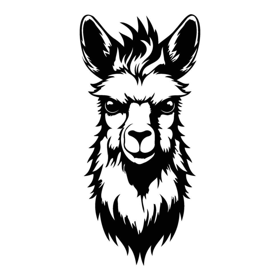 llama cara y cabeza clipart, alpaca animal logo, retrato de un llama vector