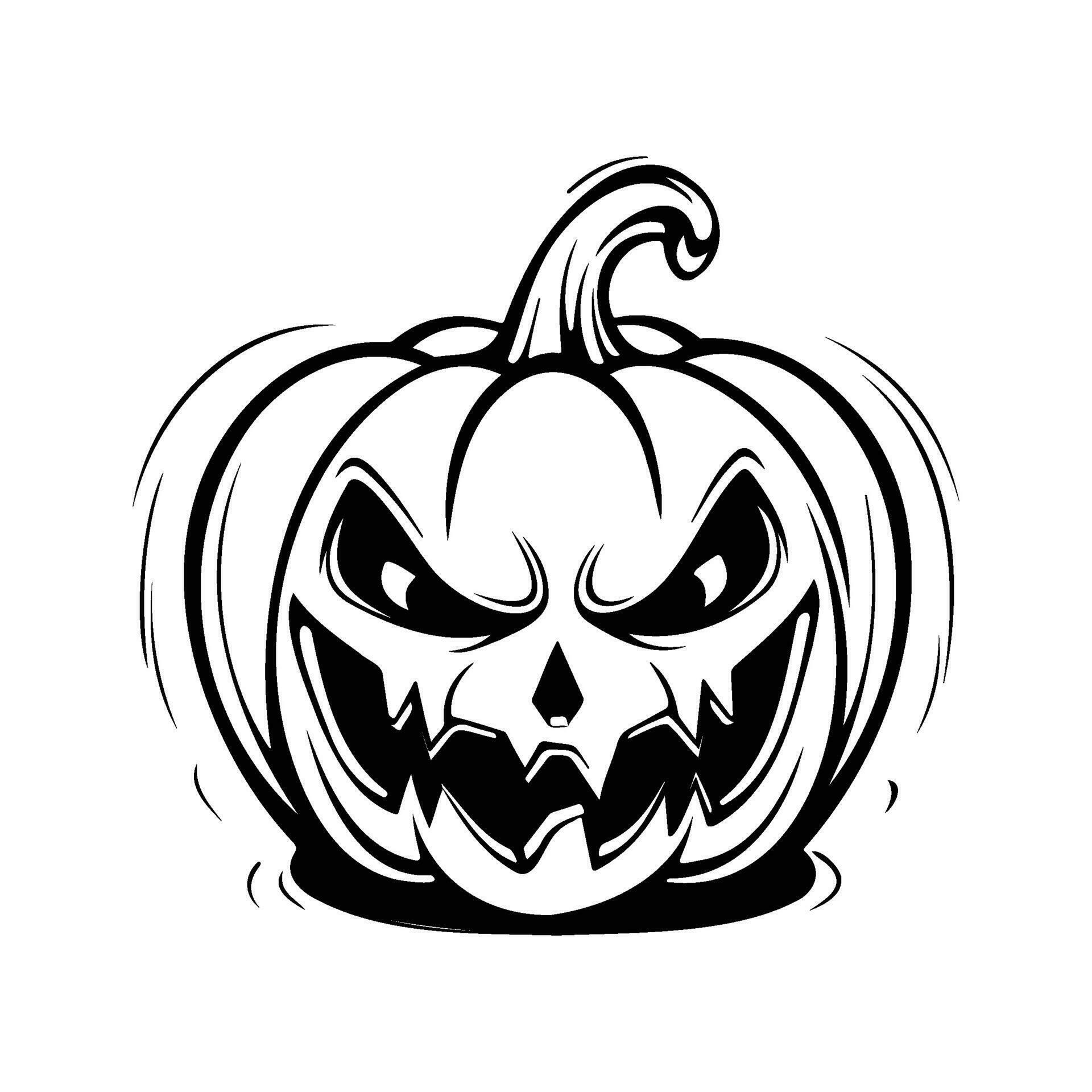 Scary Halloween pumpkin, Jack O' Lanterns black and white icon. Pumpkin