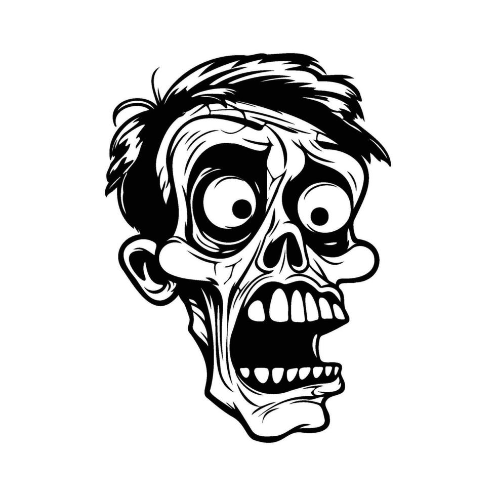 Scary Zombie Cartoon, Horror Concept, panic stricken zombie icon vector