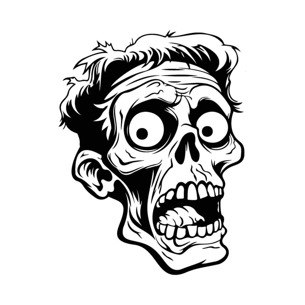 Scary Zombie Cartoon, Horror Concept, panic stricken zombie icon vector