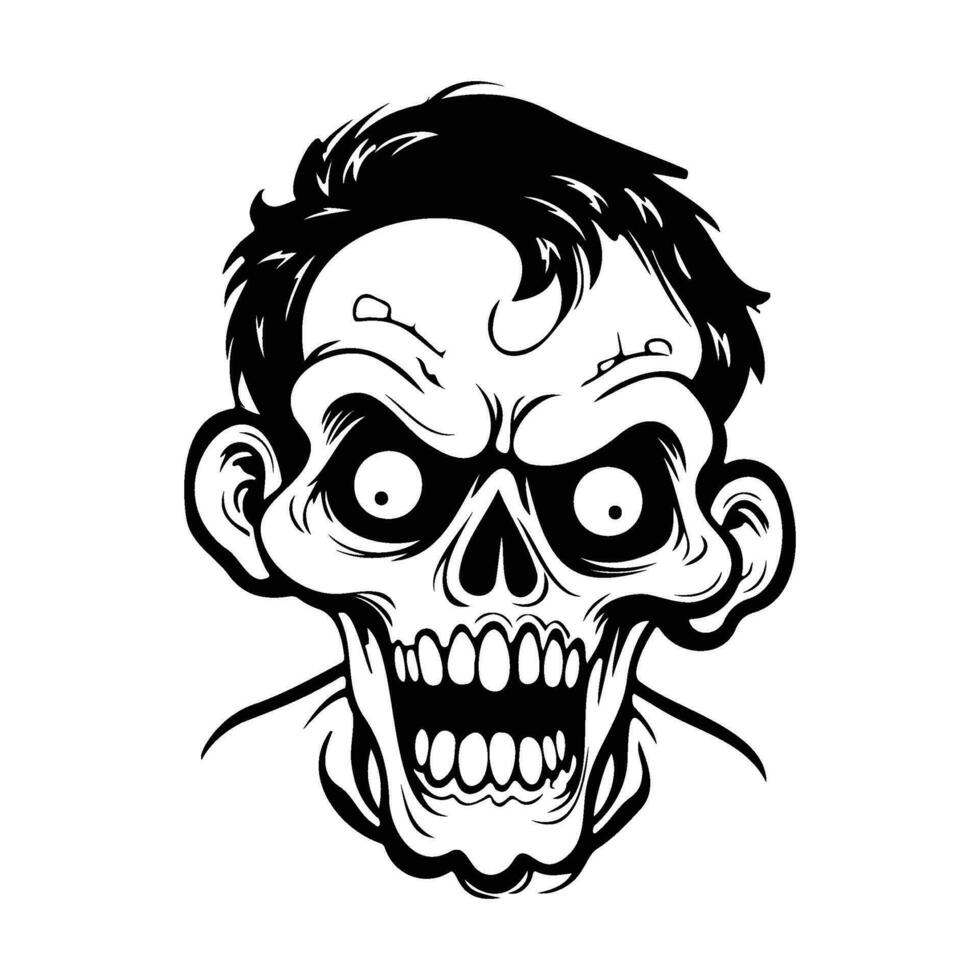 Scary Zombie Cartoon, Horror Concept, panic stricken zombie icon vector