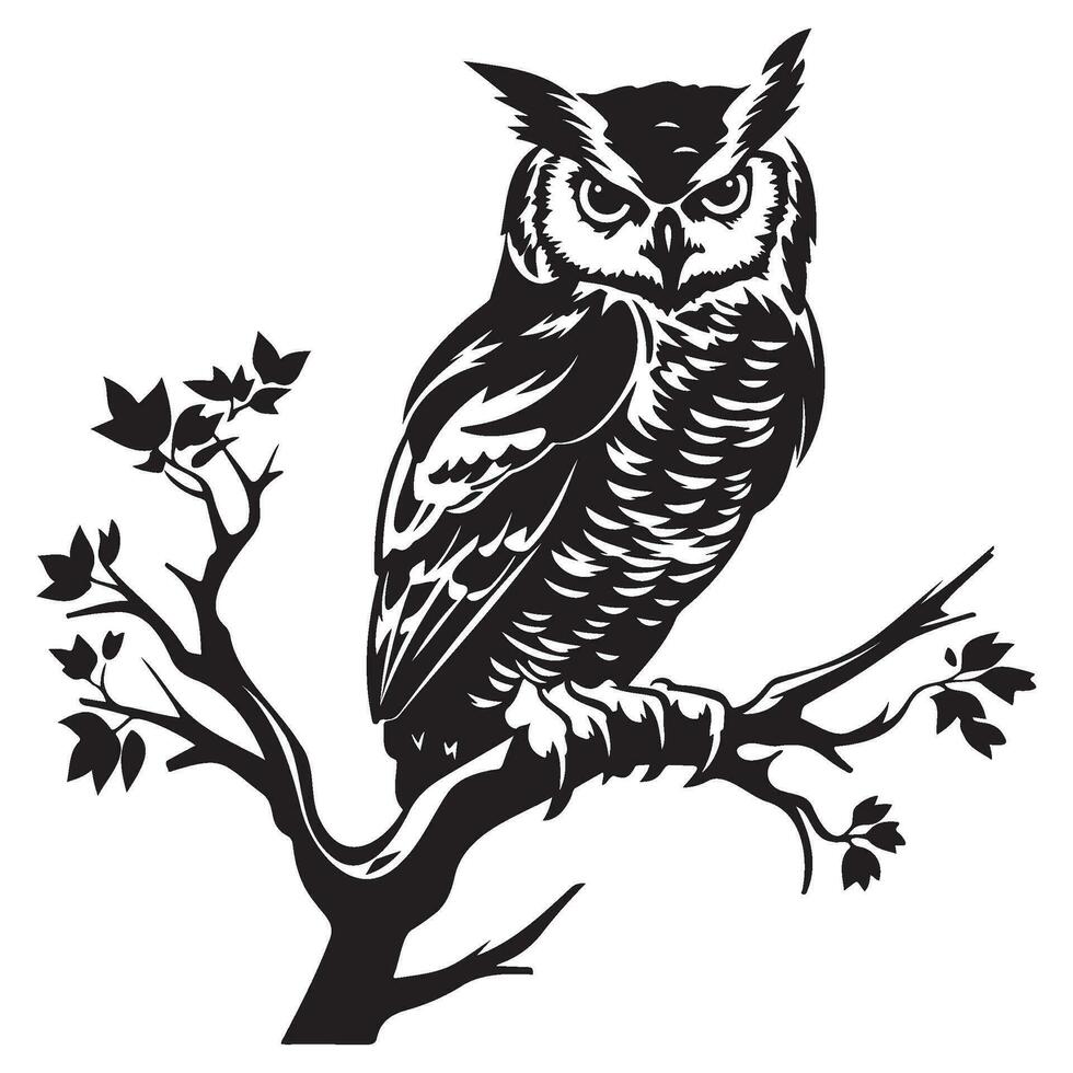 Owl silhouette, Owl mascot logo, Owl Black and White Animal Symbol