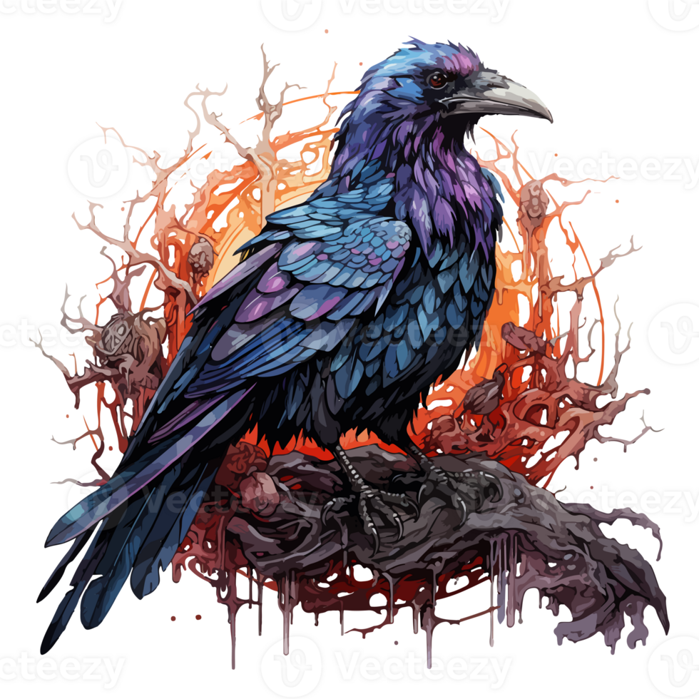 Scary Dead Raven bird skeleton Halloween png