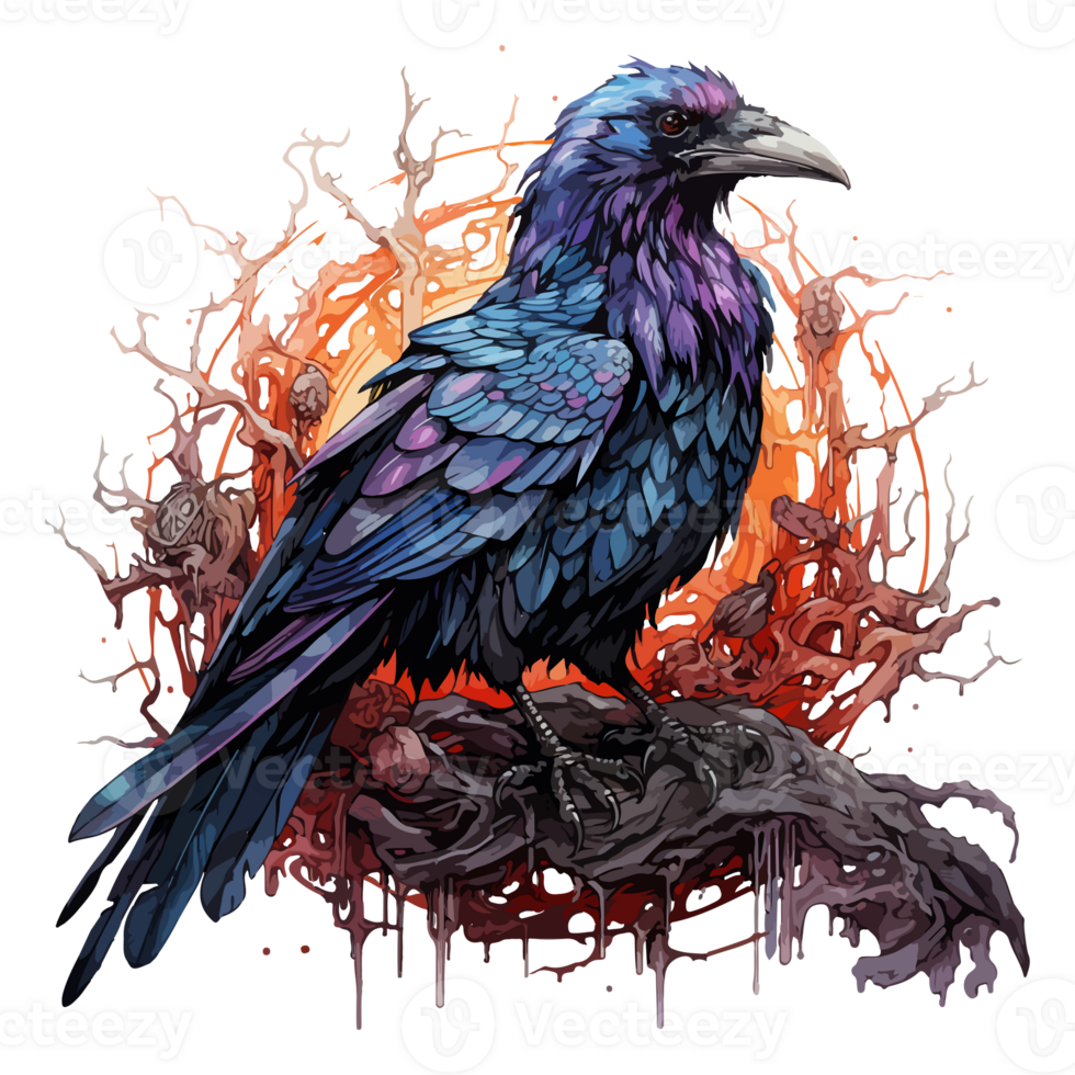 effrayant mort corbeau oiseau squelette Halloween png