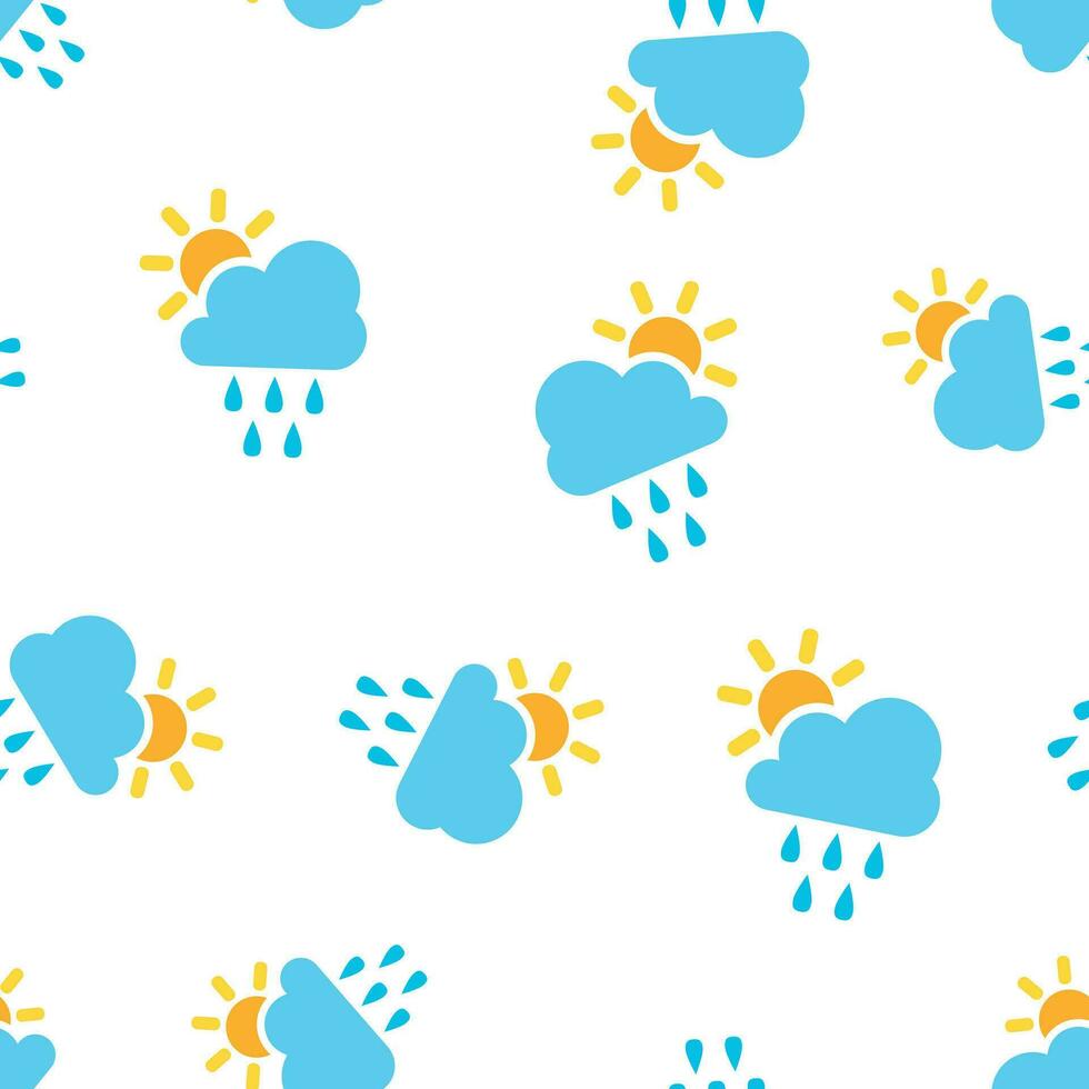 Weather forecast icon seamless pattern background. Business concept vector illustration. Sun with clouds symbol pattern.