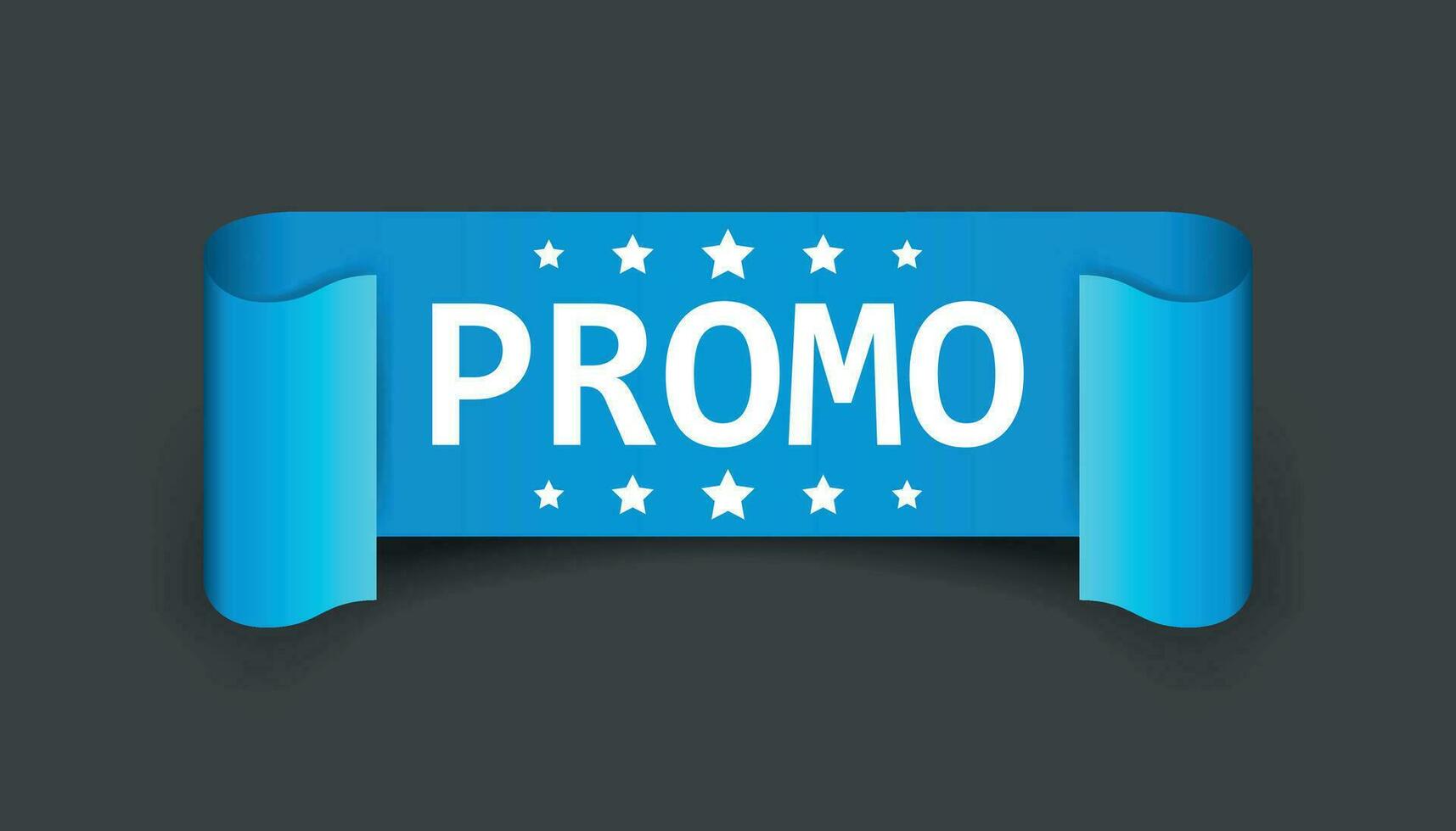 Promo ribbon vector icon. Discount sticker label on black background.