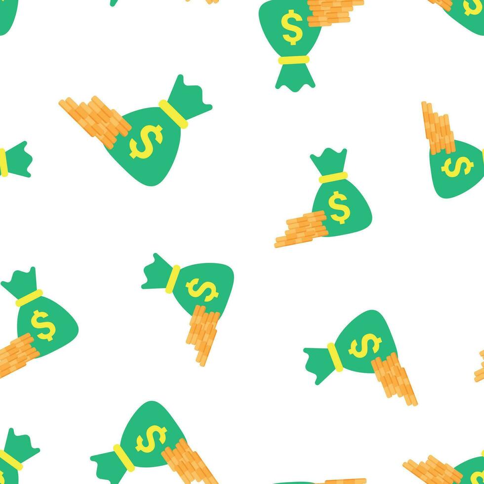Money coins with money bag icon seamless pattern background. Business concept vector illustration. Financial symbol pattern.