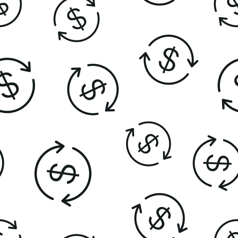 dinero dólar con flecha icono sin costura modelo antecedentes. negocio concepto vector ilustración. intercambiar Velocidad dinero financiero estrategia símbolo modelo.