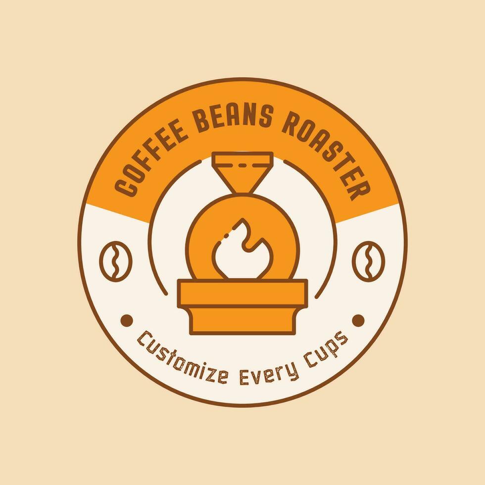 flame on coffee roaster machine logo vector