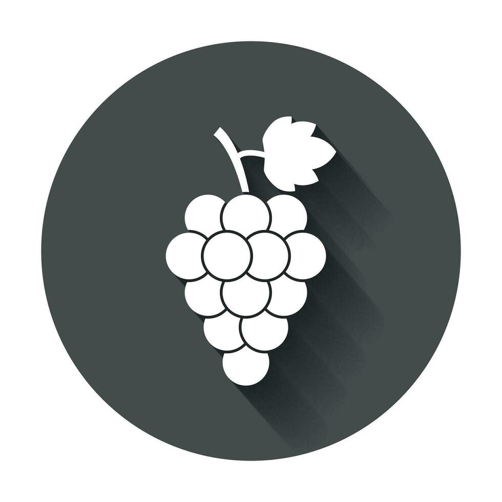 uva Fruta con hoja icono. vector ilustración con largo sombra. negocio concepto manojo de vino vid pictograma.