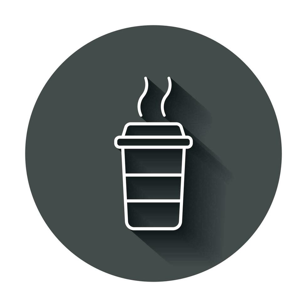 Coffee cup icon. Vector illustration with long shadow. Business concept coffee mug pictogram.