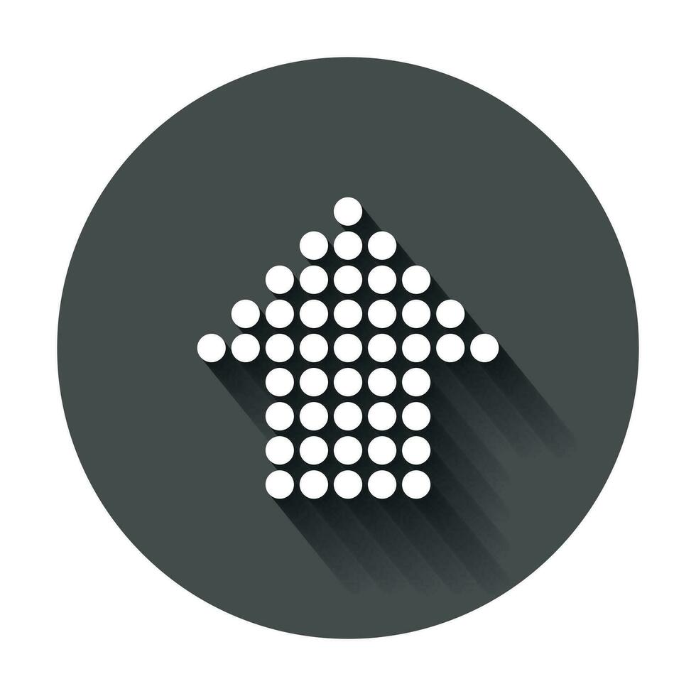 Arrow icon. Vector illustration with long shadow. Business concept arrow dotted and flat pictogram.