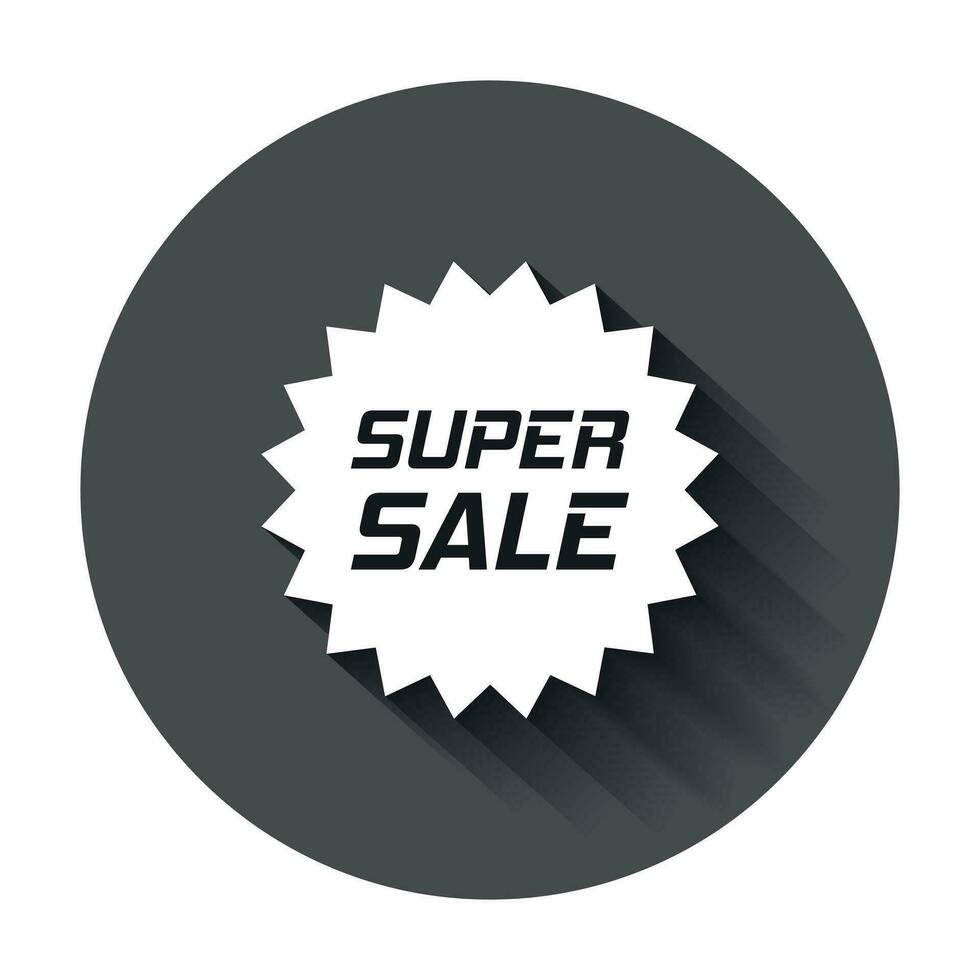 Discount sticker vector icon in flat style. Sale tag sign illustration with long shadow. Promotion super sale discount concept.