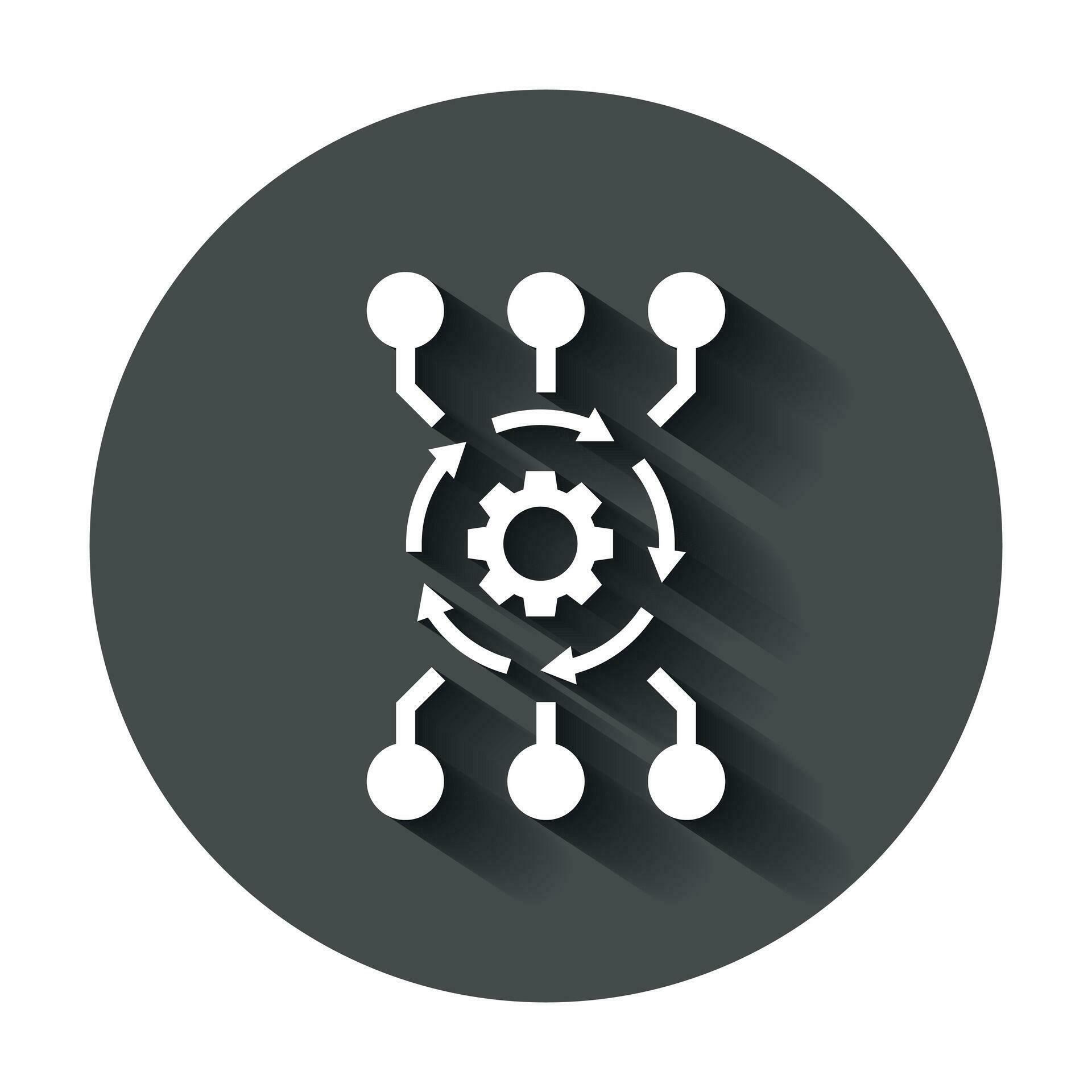Algorithm api software vector icon in flat style. Business gear with ...