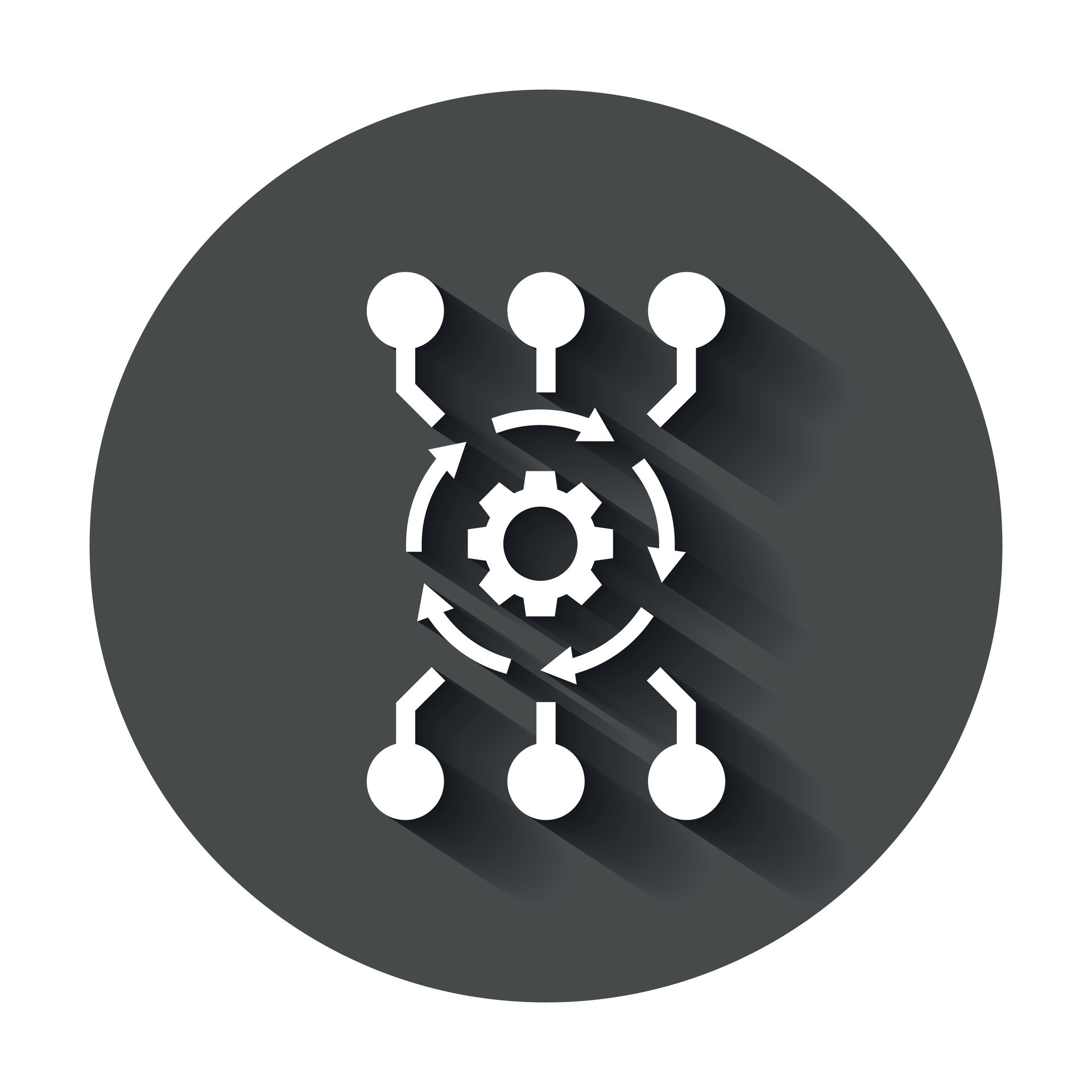 Algorithm api software vector icon in flat style. Business gear with ...