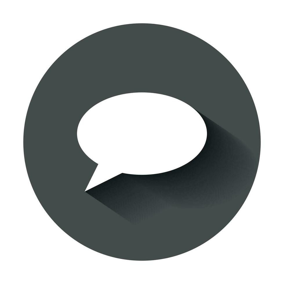 Blank empty speech bubble vector icon in flat style. Dialogue box with long shadow. Speech message business concept.