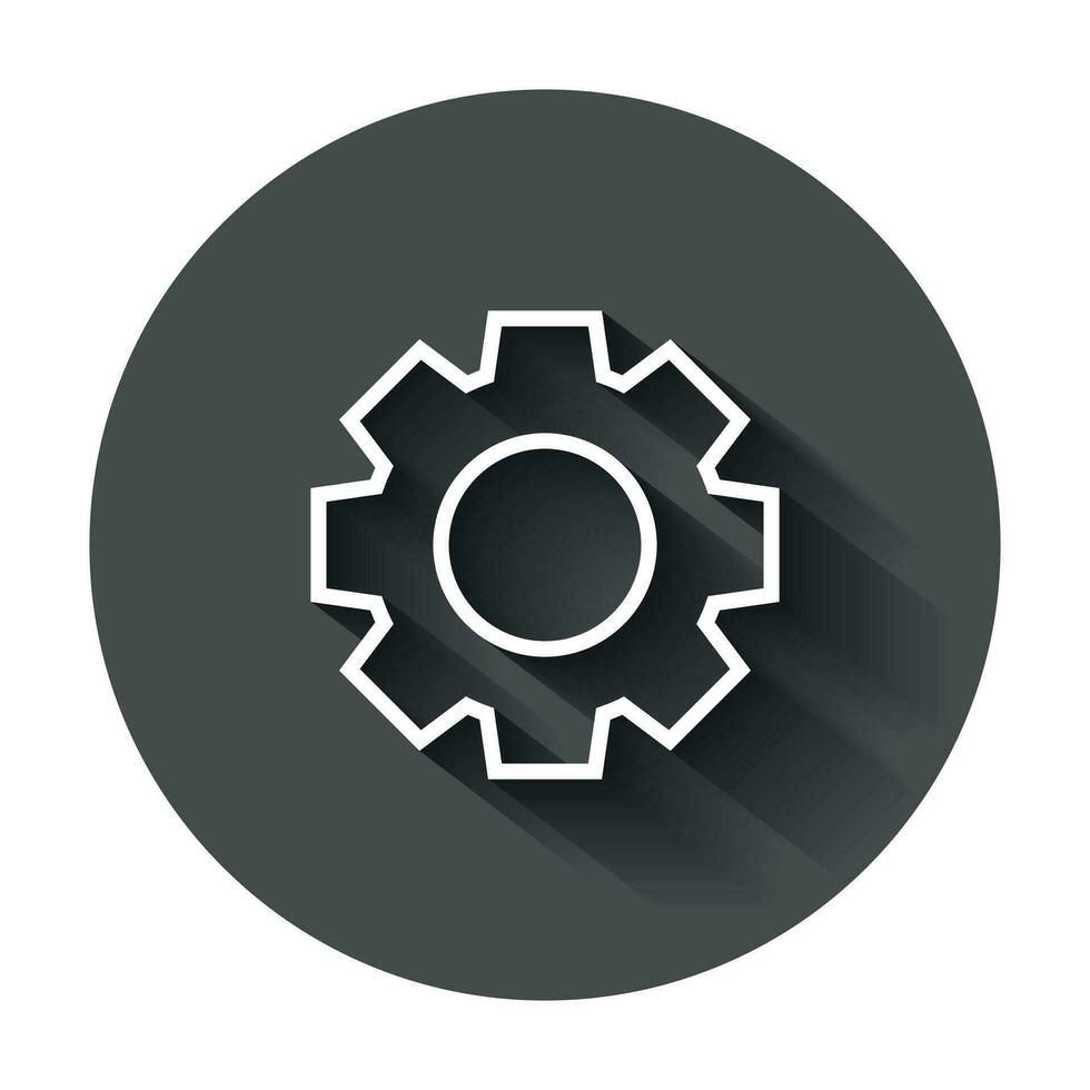 Gear vector icon in flat style. Cog wheel illustration with long shadow. Gearwheel cogwheel business concept.