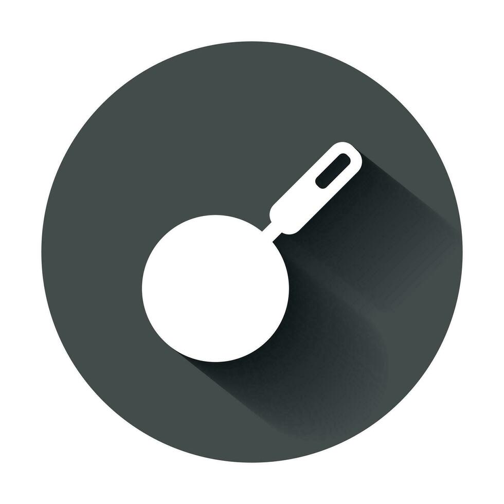 Frying pan icon in flat style. Cooking pan illustration with long shadow. Skillet kitchen equipment business concept. vector
