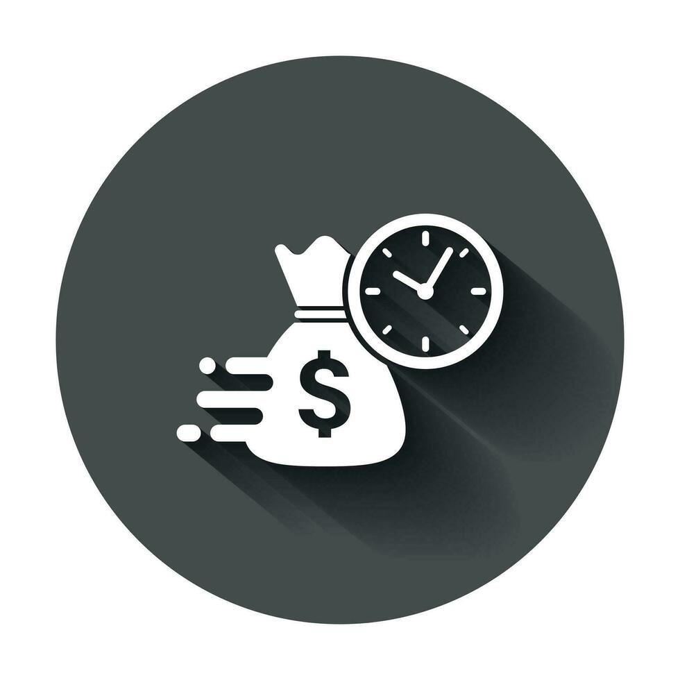 negocio y Finanzas administración icono en plano estilo. hora es dinero ilustración con largo sombra. financiero estrategia negocio concepto. vector