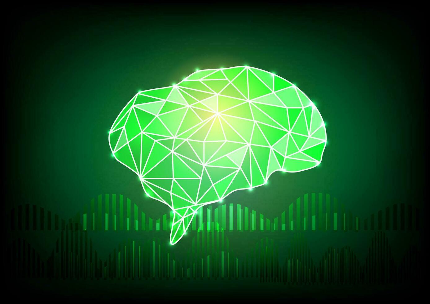 Brain abstract creativity thinking polygon internet online technology glowing digital connection vector illlustration