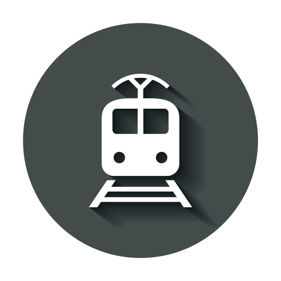 Train transportation icon. Vector illustration with long shadow. Business concept train pictogram.