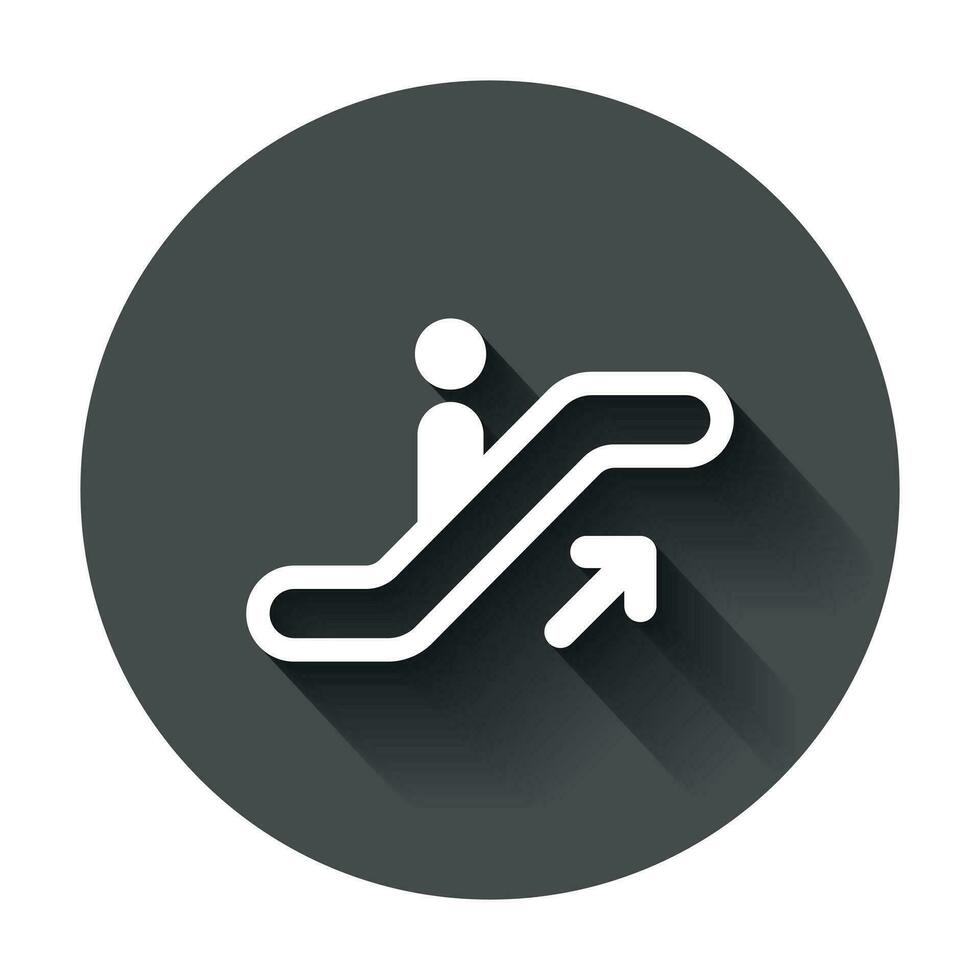 Escalator elevator icon. Vector illustration with long shadow. Business concept escalator pictogram.