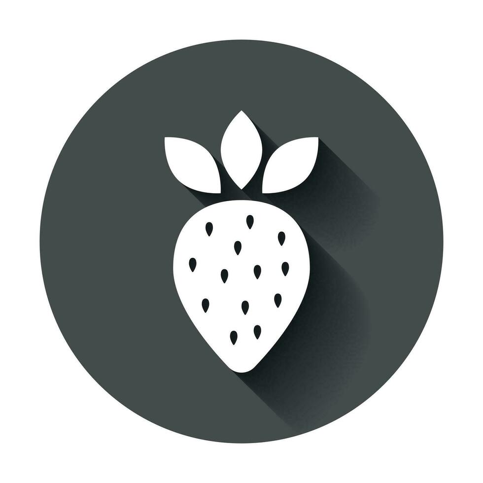 Strawberry fruit sign vector icon. Ripe berry illustration. Business concept simple flat pictogram with long shadow.