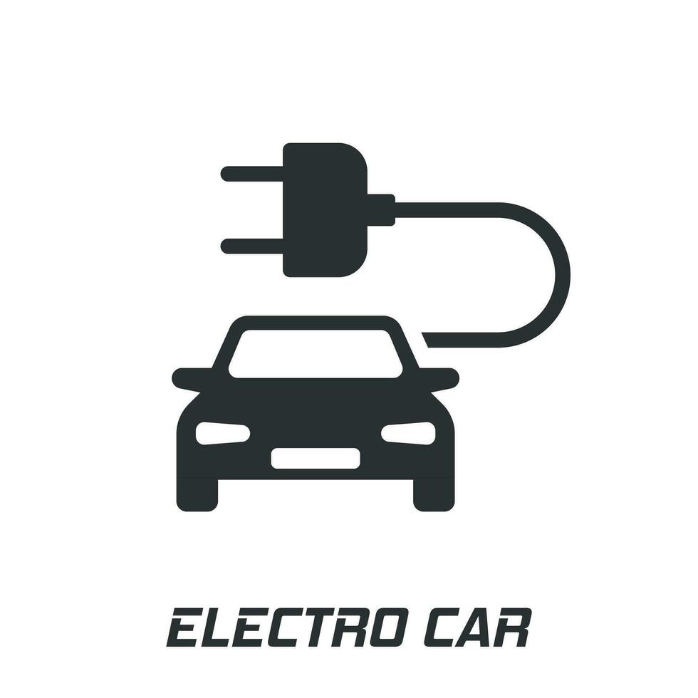 electro coche vector icono en plano estilo. eléctrico automóvil ilustración en blanco aislado antecedentes. ecología coche sedán concepto.