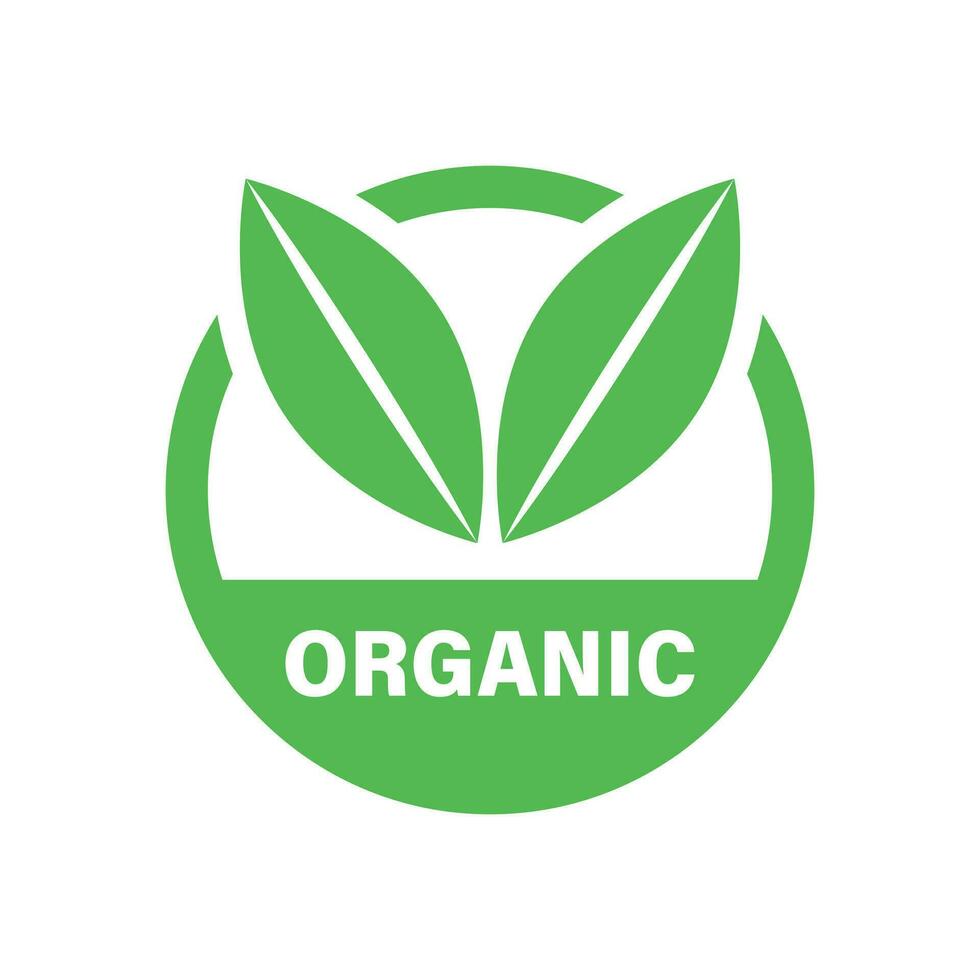 Organic label badge vector icon in flat style. Eco bio product stamp illustration on white isolated background. Eco natural food concept.
