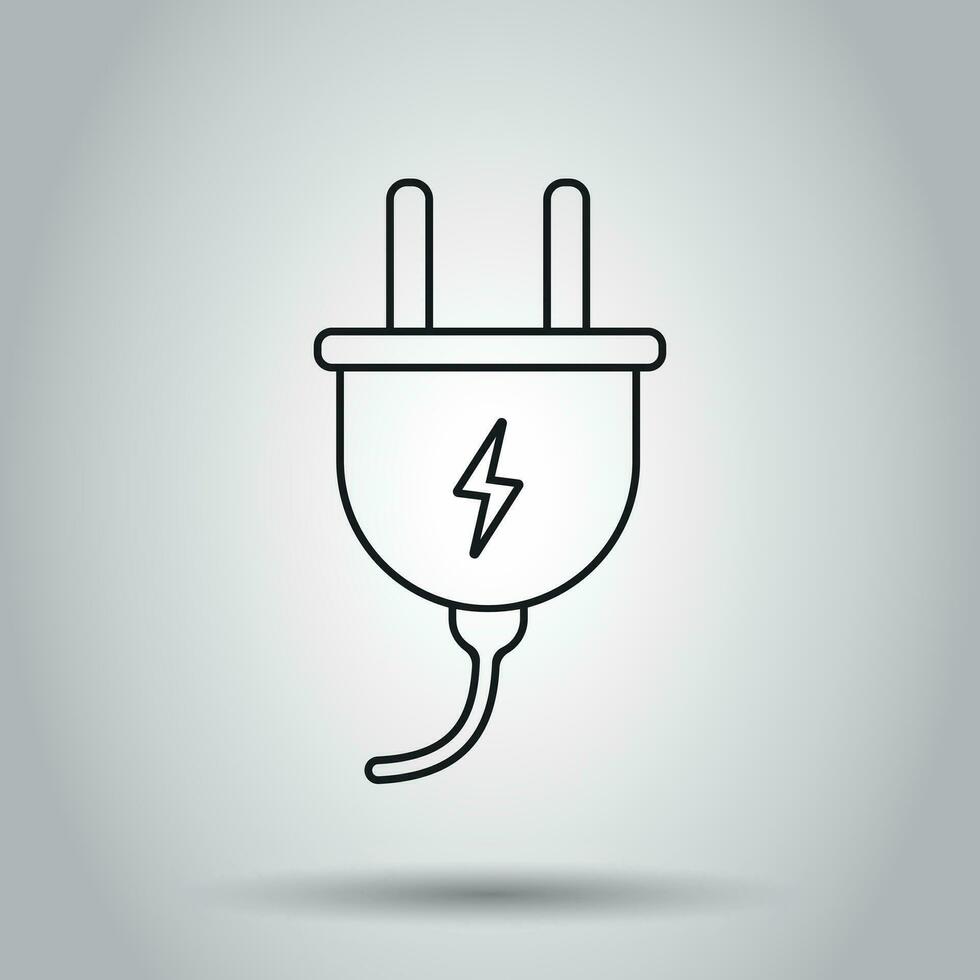 Plug socket icon in line style. Vector illustration on isolated background. Business concept power wire cable pictogram.