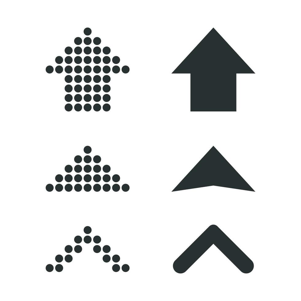 conjunto flechas icono. vector ilustración. negocio concepto flecha punteado y plano pictograma.