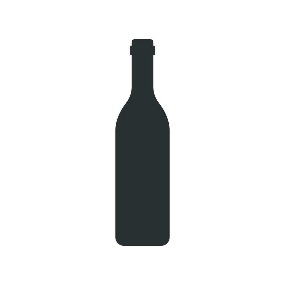 Wine bottle icon in flat style. Alcohol bottle illustration on white isolated background. Beer, vodka, wine  concept. vector