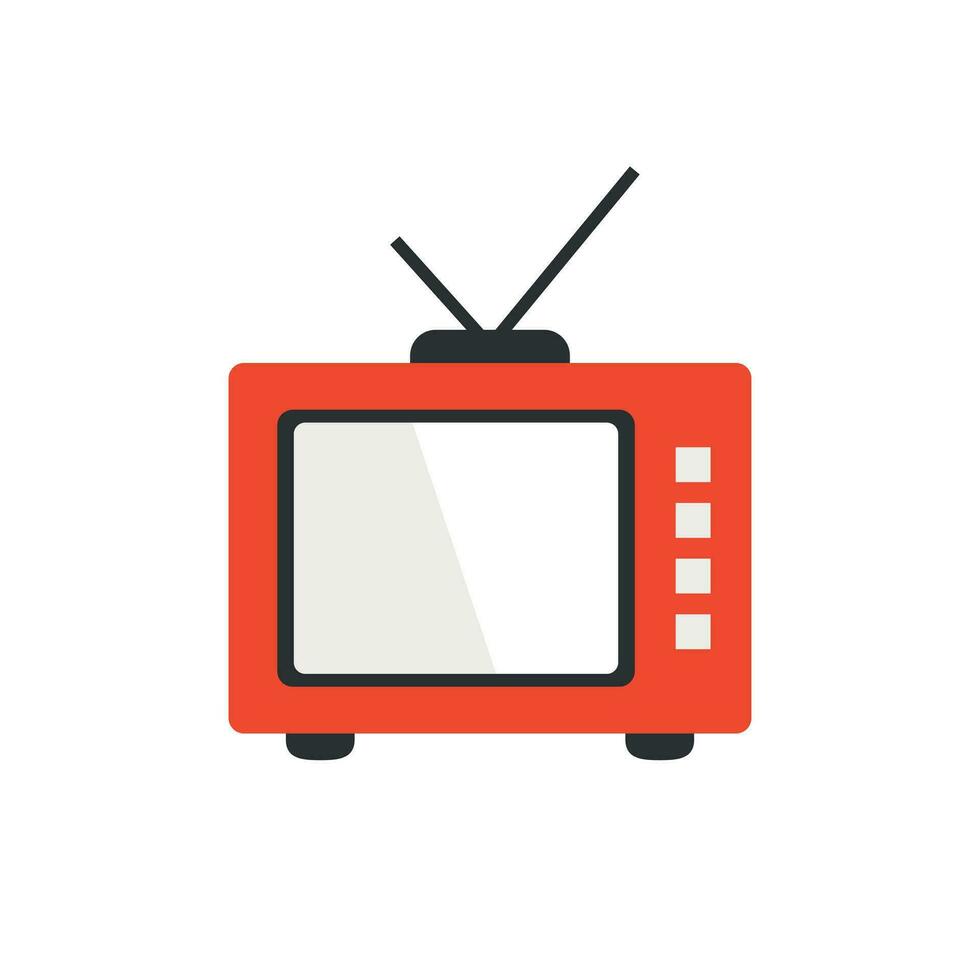 icono de vector de pantalla de tv retro en estilo plano. vieja ilustración de televisión sobre fondo blanco aislado. concepto de negocio de pantalla de televisión.