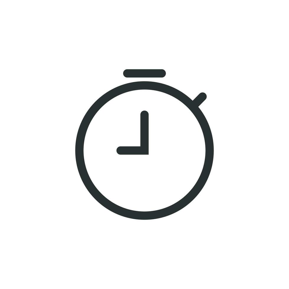 Clock timer icon in flat style. Time alarm illustration on white isolated background. Stopwatch