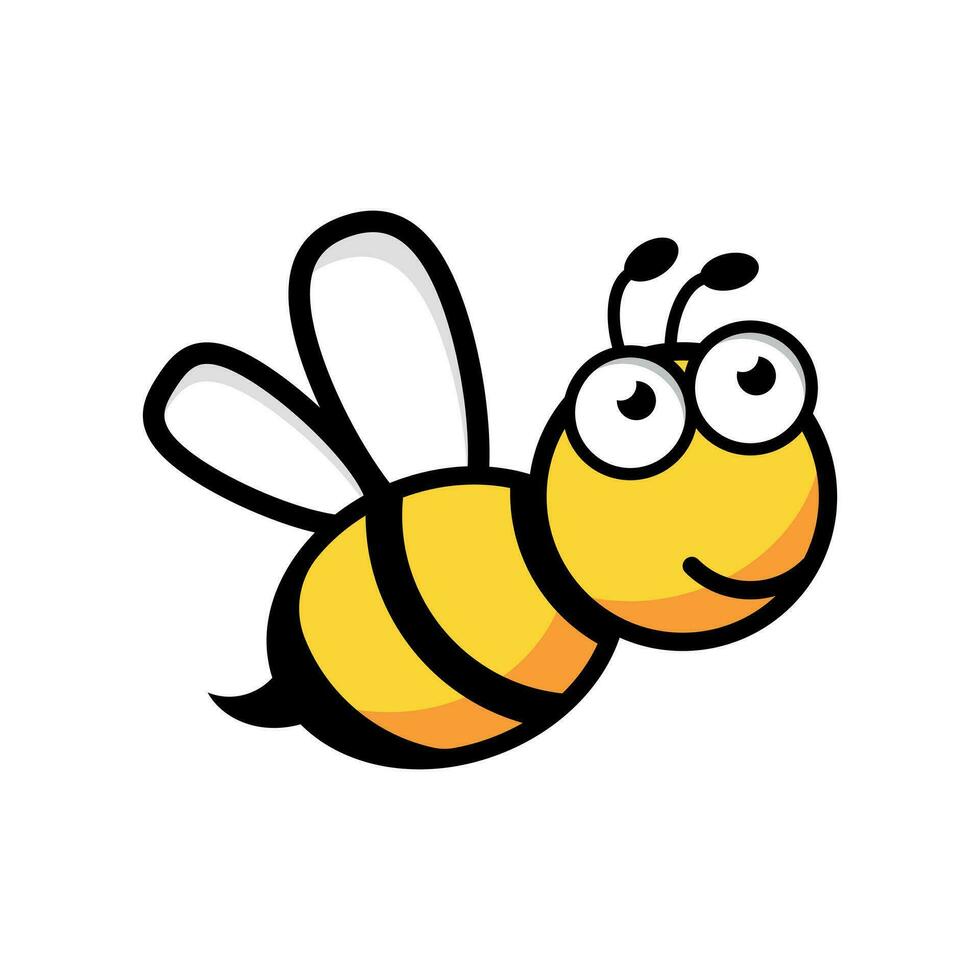 Cartoon bee logo icon in flat style. Wasp insect illustration on white isolated background. Bee business concept. vector