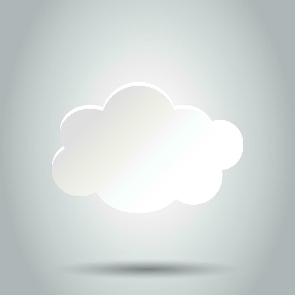 Cloud sky vector icon. Clouds with shadow flat vector illustration. Cartoon bubble business concept pictogram.