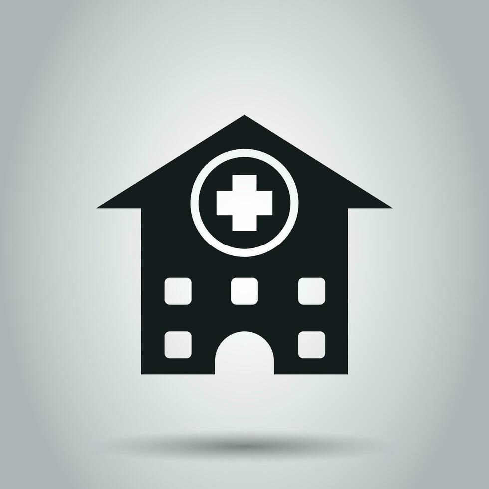 Hospital building vector icon. Infirmary medical clinic sign illustration. Business concept simple flat pictogram on isolated background.