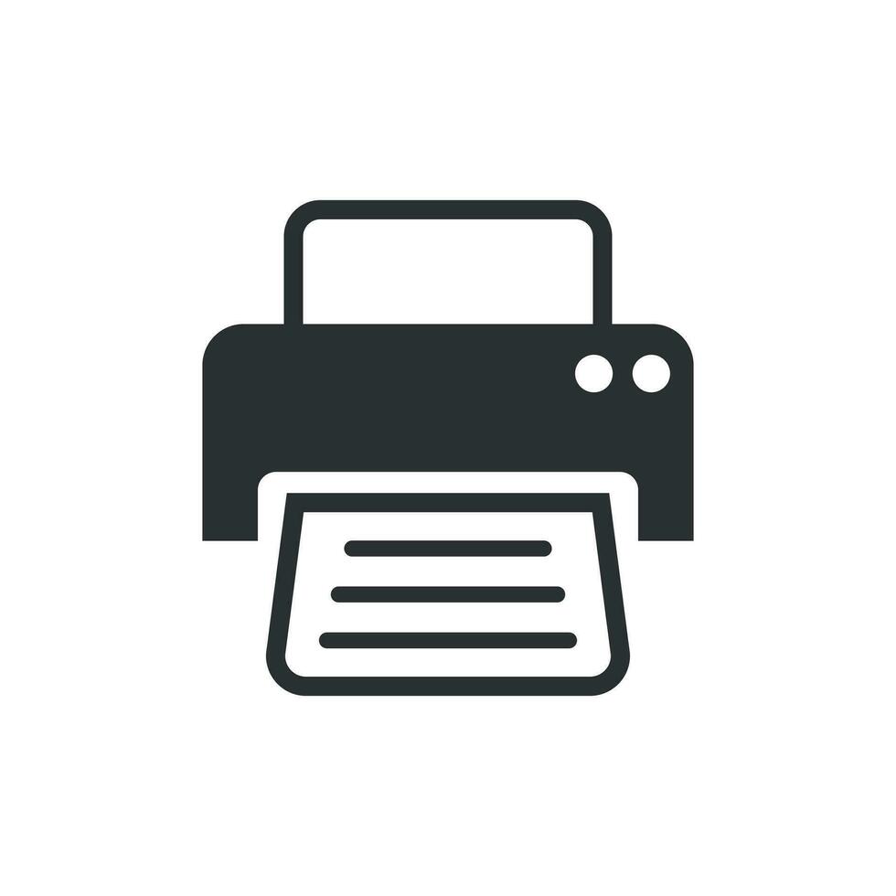 Printer icon. Vector illustration. Business concept document printing pictogram.