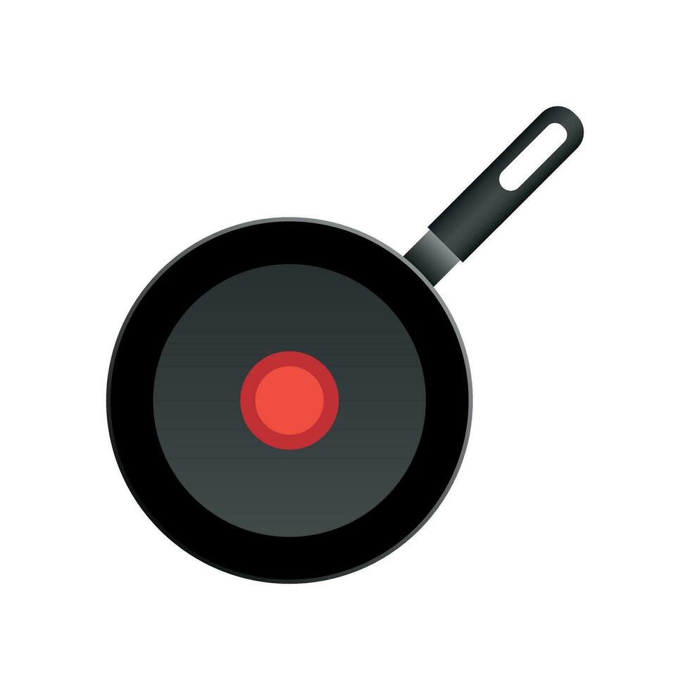 Realistic frying pan icon in flat style. Cooking pan illustration on white isolated background. Skillet kitchen equipment business concept. vector