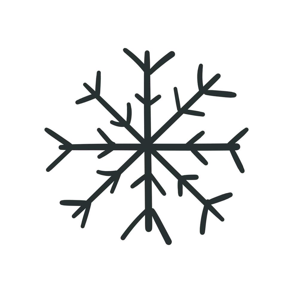 Hand drawn snowflake vector icon. Snow flake sketch doodle illustration. Handdrawn winter christmas concept.