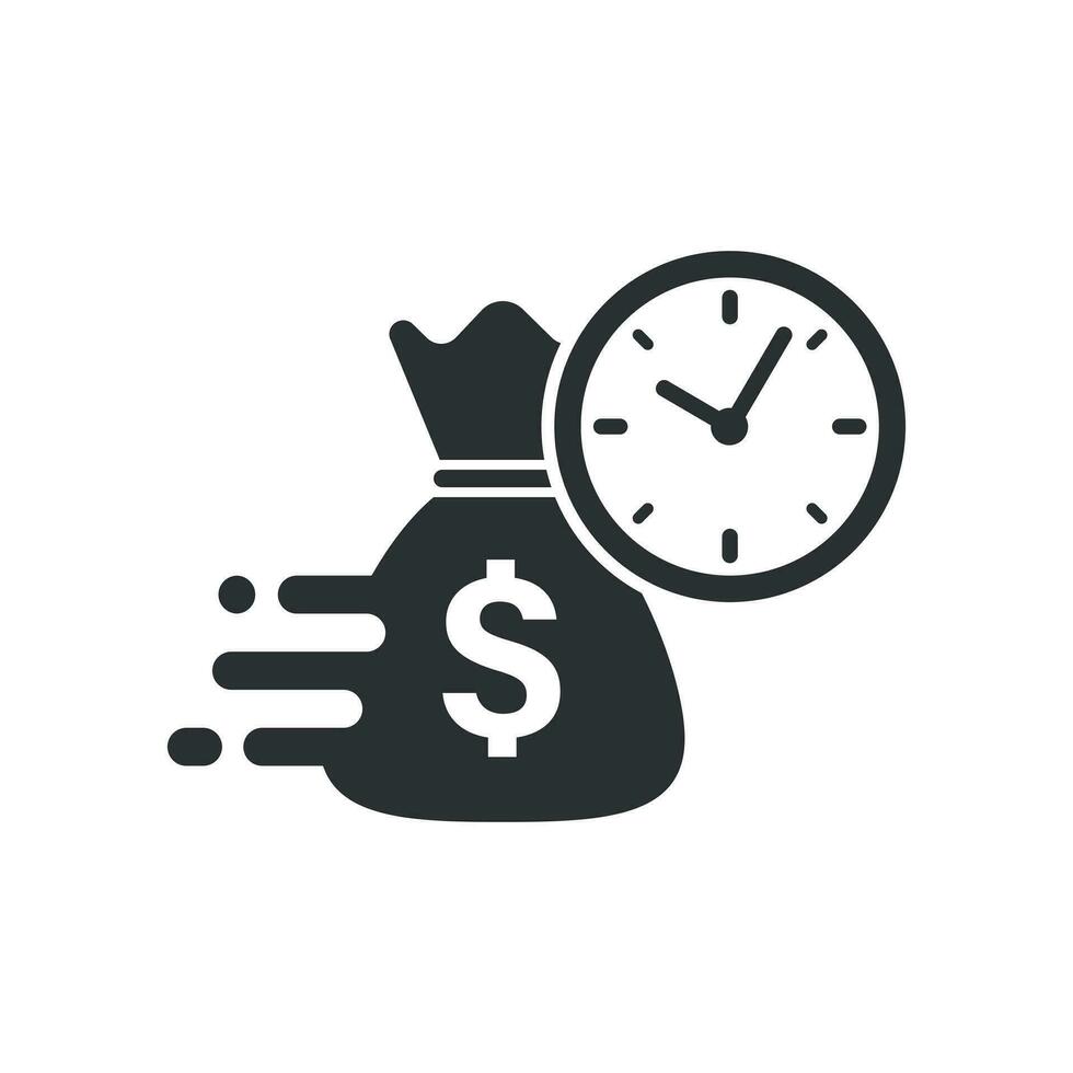 Business and finance management icon in flat style. Time is money illustration on white isolated background. Financial strategy business concept. vector