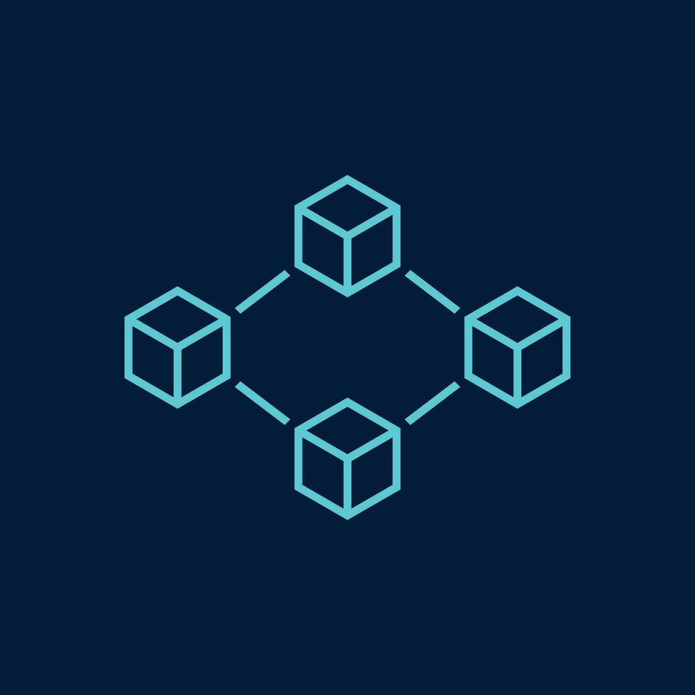 Blockchain technology vector icon in flat style. Cryptography cube ...