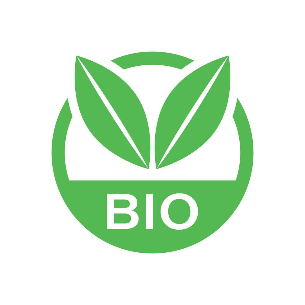 Bio label badge vector icon in flat style. Eco organic product stamp illustration on white isolated background. Eco natural food concept.