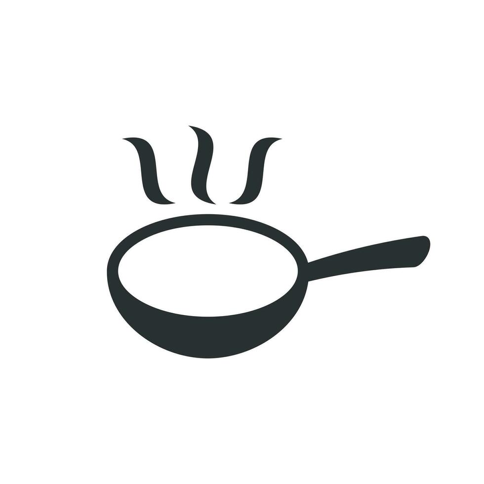 Frying pan icon in flat style. Cooking pan illustration on white isolated background. Skillet kitchen equipment business concept. vector