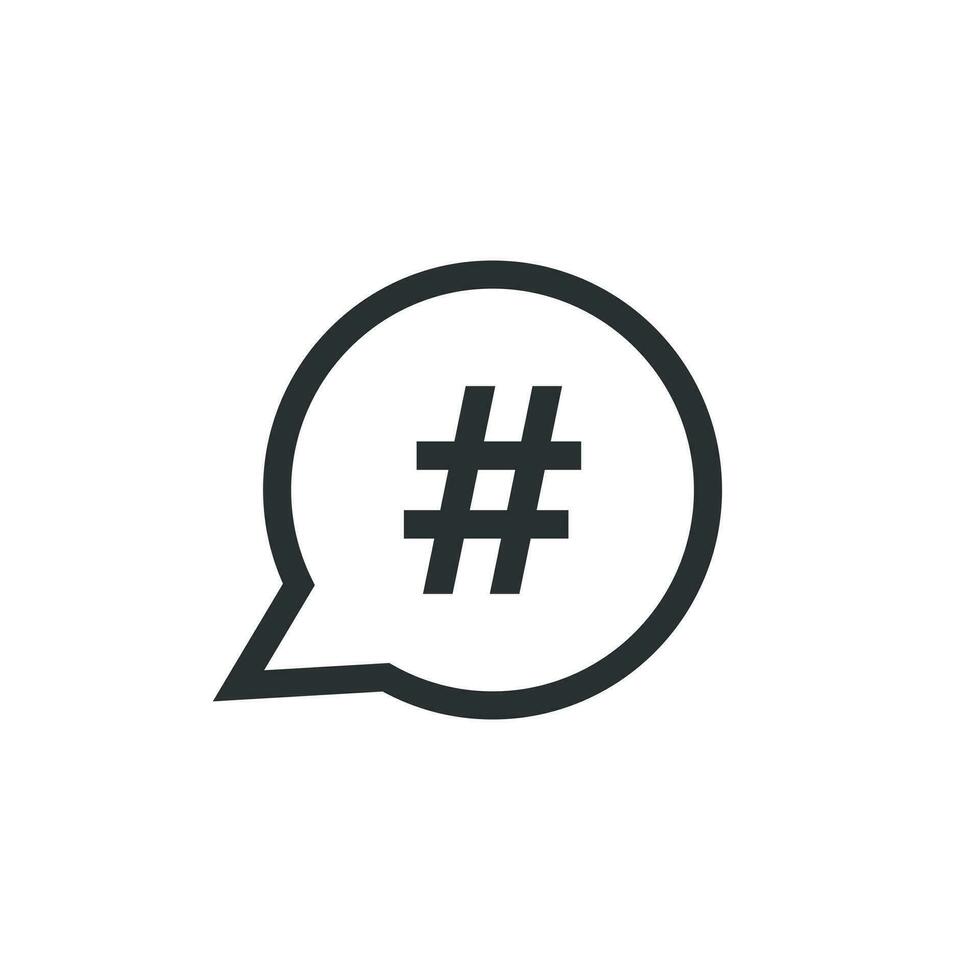 Hashtag vector icon in flat style. Social media marketing illustration on white isolated background. Hashtag network concept.