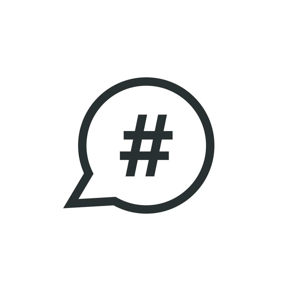 hashtag vector icono en plano estilo. social medios de comunicación márketing ilustración en blanco aislado antecedentes. hashtag red concepto.