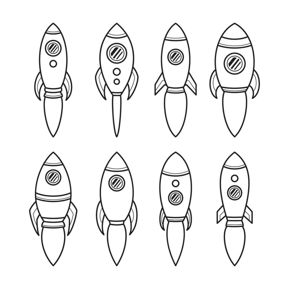 Space Rocket Line Art Design Collection Set vector